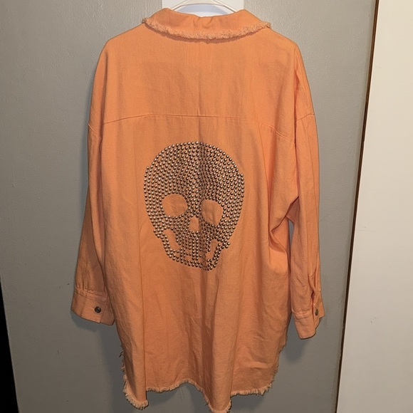 Fantastic Fawn Orange Denim Button up Dress Size Medium - Picture 6 of 7